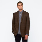 Patterned Sport Jacket // Brown + Navy Plaid (US: 42R)