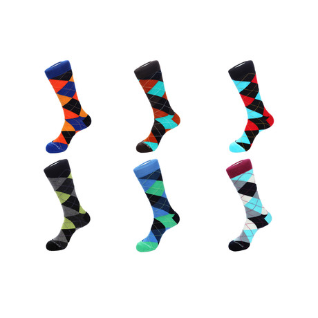 Mid-Calf Socks // Argyle All Day // Pack of 6