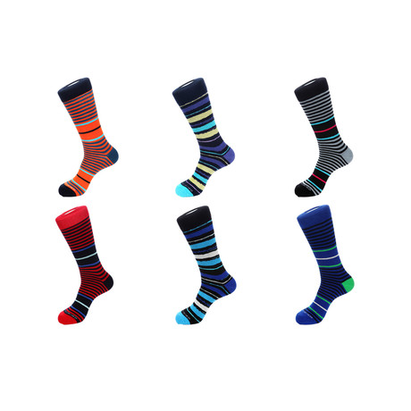 Mid-Calf Sock // Blocked Stripes // Pack of 6