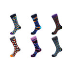 Mid Calf Sock // Geometric Maze // Pack of 6