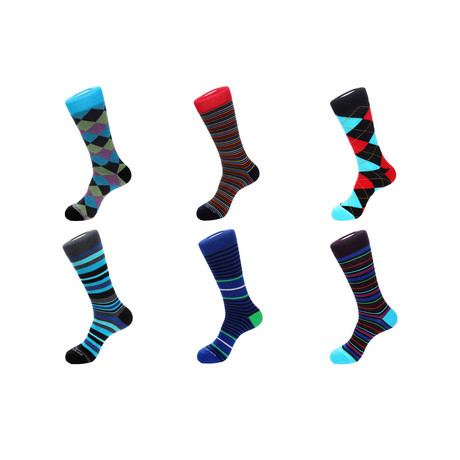 Mid-Calf Socks // Stripe Away // Pack of 6