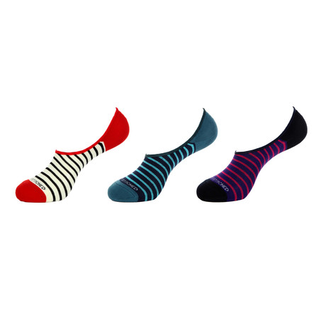 No-Show Socks // Striped Solid // Pack of 3