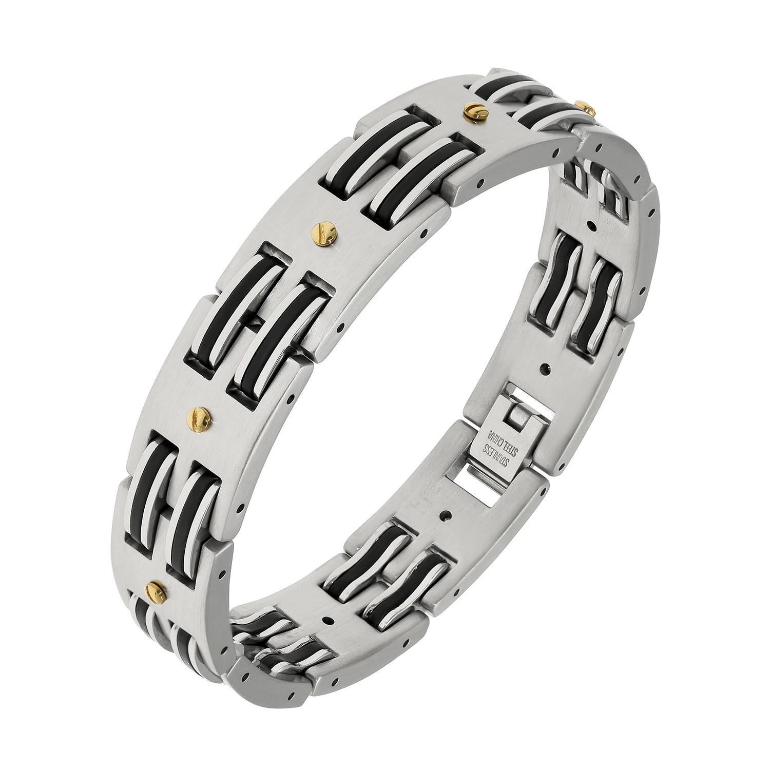 Stainless Steel + Rubber Link Bracelet - Edgewater Jewelry Group ...