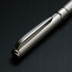 Solid 925 Silver Ballpoint Pen // Classic Barley Engraving (Blue Ink)