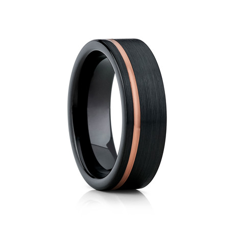 Tungsten Ring // Black + Rose Gold (6mm //Size 8)