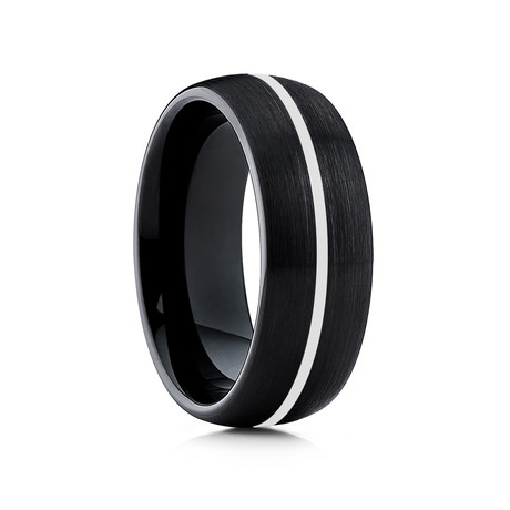 Tungsten Dome // Black + Silver Middle (6mm // Size 8)