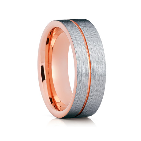 Tungsten Wedding Band // Rose Gold Side (6mm // Size 8)