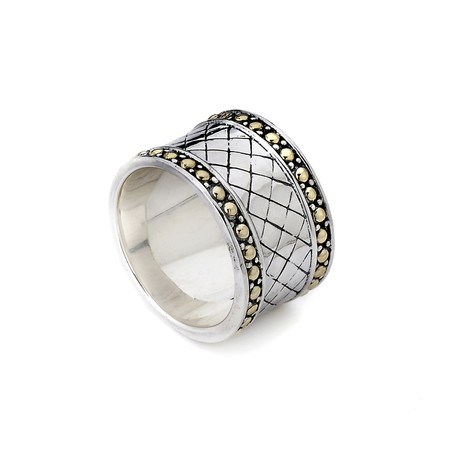 Sterling Silver 18K Ring // Silver + Gold (Size 9)
