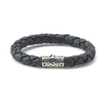 Sterling Silver + Black Leather Bracelet