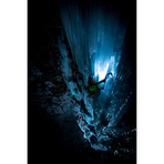 Night Climb, Lau Bij Frozen Waterfall (18"W x 26"H x 0.75"D)