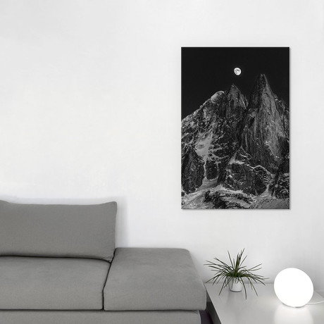 Moonrise Over Aiguille des Drus, Chamonix, Haute-Savoie, Auvergne-Rhone-Alpes, France // Alex Buisse (26"W x 18"H x 0.75"D)