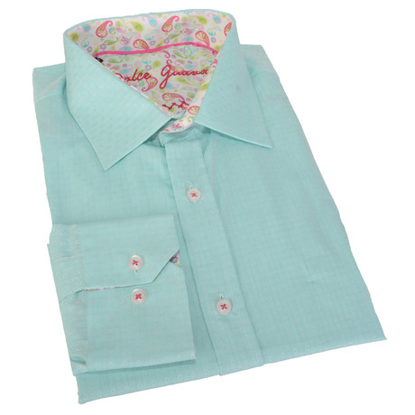 Dolce Guava // Solid Button-Up + Paisley Trim // Turquoise (L)