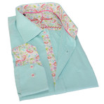 Dolce Guava // Solid Button-Up + Paisley Trim // Turquoise (M)