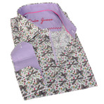 Butterfly Button-Up // White + Lilac (M)