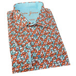 Paisley Button-Up // Orange + Blue (XL)