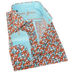 Paisley Button-Up // Orange + Blue (S)