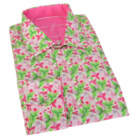 Floral Button-Up // Pink + Green (M)