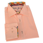 Solid Button-Up + Paisley Trim // Orange (S)