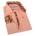 Solid Button-Up + Paisley Trim // Orange (S)