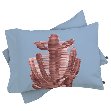 Rose Quartz Cactus // Pillow Case // Set of 2