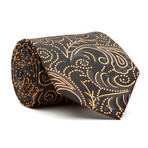 Blanc // Handmade Silk Tie // Black + Gold Floral