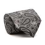 Blanc // Handmade Silk Tie // Black + White Paisley