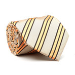 Blanc // Handmade Silk Tie // Tan + Orange Stripe