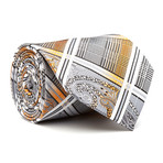 Blanc // Handmade Silk Tie // Silver + Orange