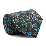 Blanc // Handmade Silk Tie // Black + Aqua Floral