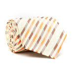 Blanc // Handmade Silk Tie // Ivory + Orange + Brown