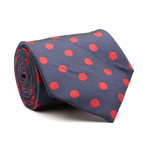 Blanc // Handmade Silk Tie // Navy + Red Polka Dot