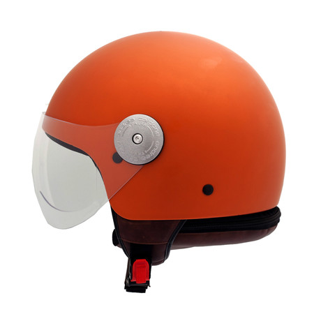 Orange Vintage Leather Helmet (21.3" Circumference // XS)