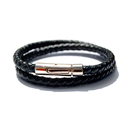 Leather Bracelet // Black (Length: 6.5”)