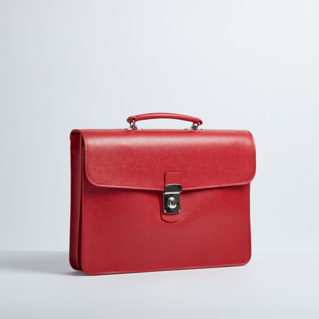Saffiano Slim Leather Briefcase