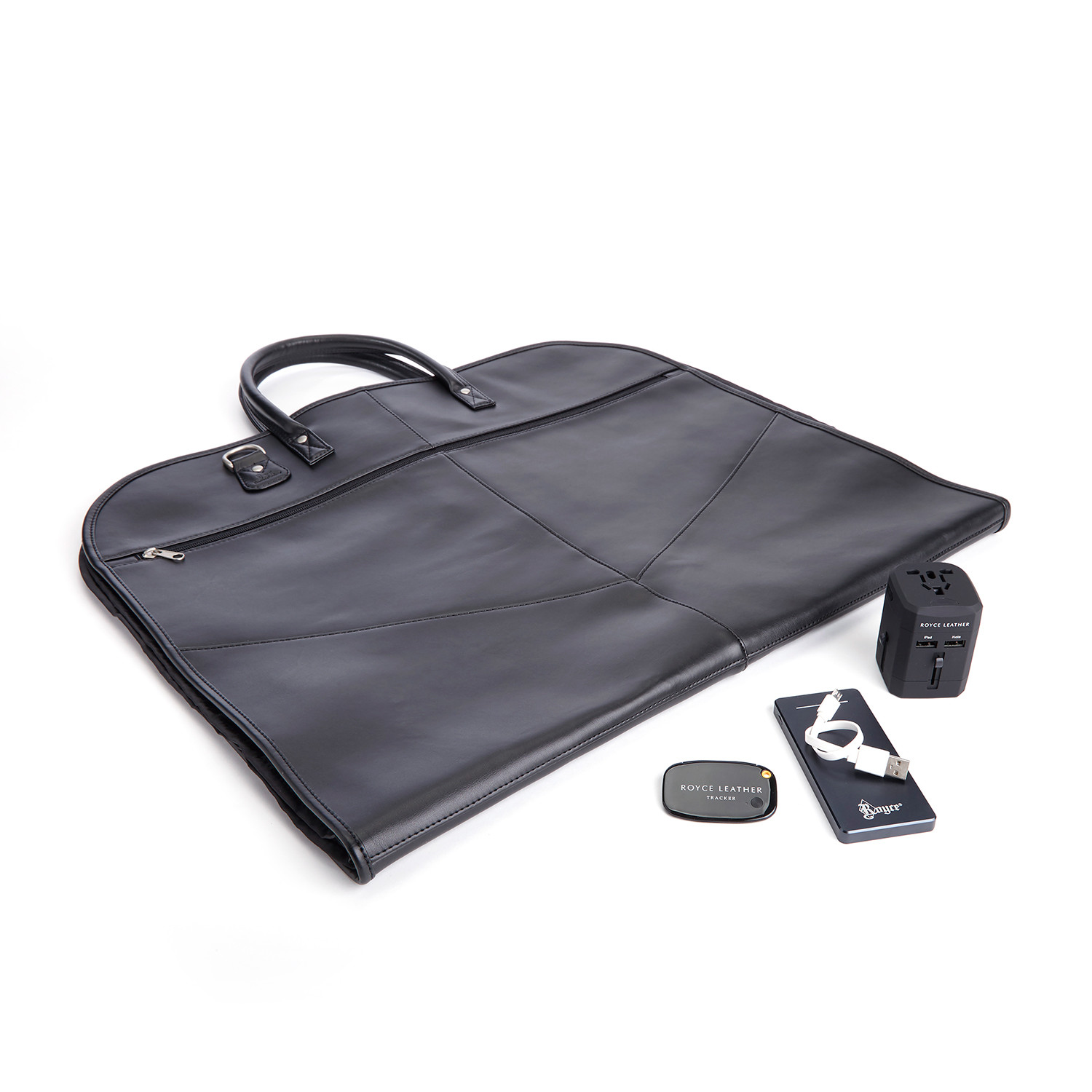 Garment Bag With Bluetooth Tracker Bank Adapter Black Garment Bag With Bluetooth Tracker Bank Adapter
