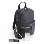 Leather Backpack + Charging Bank // Black