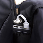 Leather Backpack + Charging Bank // Black