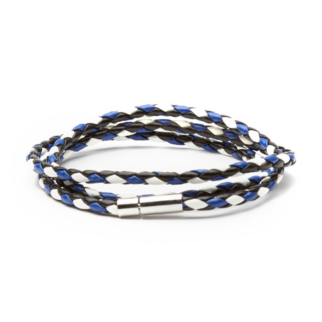 Triple Coil Bracelet // Blue + White