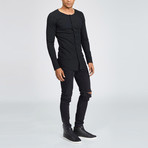 Arel Button-Up Long Sleeve Tee // Black (L)