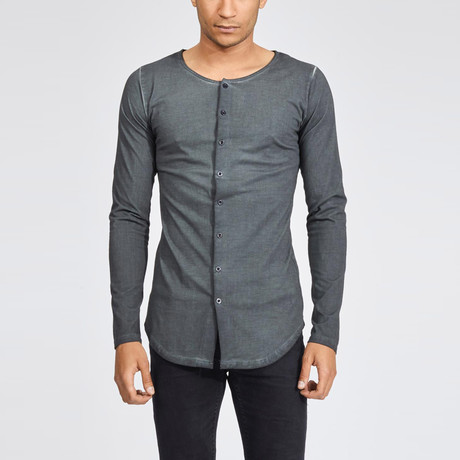 Arel Button-Up Long Sleeve Tee // Anthracite (S)