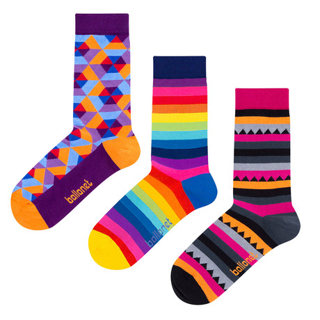Mid-Calf Sock // Rainbow // Pack of 3 (Size: 6-9)