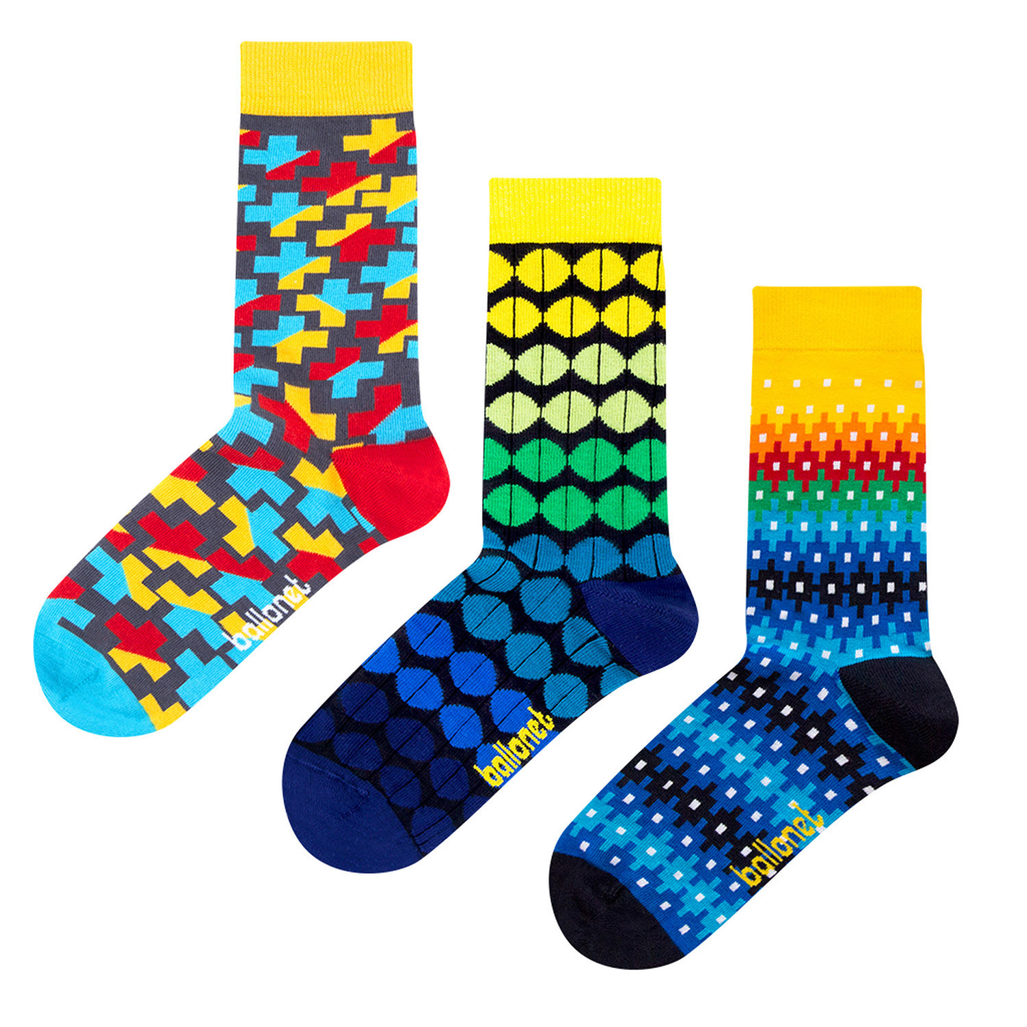 Mid-Calf Sock // Prism // Pack of 3 (Size: 6-9) - Ballonet - Touch of ...