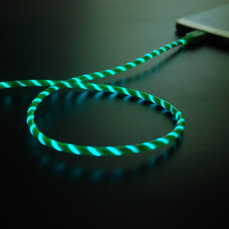 Glowing Charge Cable V2 // Green (Micro USB)