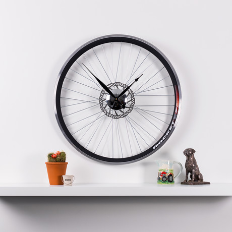 Racing Bike Wheel Clock + Brake Disc // 22.5" (Black Hands)