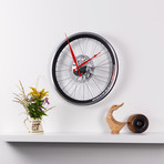 Racing Bike Wheel Clock + Brake Disc // 16.5" (Black Hands)