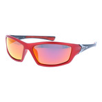 Square Wrap-Around Sport Sunglasses // Red + Multi
