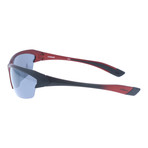 Cut-Away Frame Square Wrap-Around Sport Sunglasses // Red + Black + Mirror