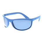 Rounded Bottom Rectangle Wrap-Around Sport Sunglasses // Steel Blue