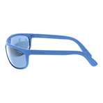 Rounded Bottom Rectangle Wrap-Around Sport Sunglasses // Steel Blue