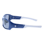 Chiseled Rectangle Thick Rim Sunglasses // Blue